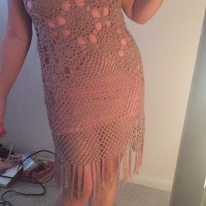 gorgeous tan fringe dress/ coverup! medium!